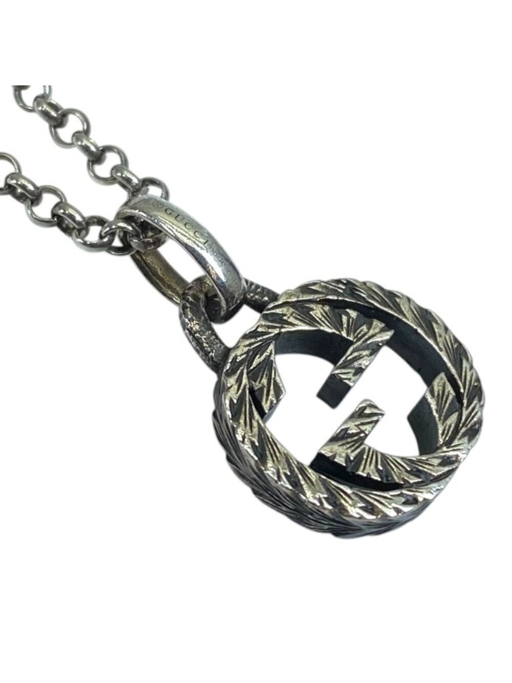 Gucci Arabesque Interlocking Necklace Pendant GG Logo Star Ring Silver Classic - Picture 7 of 11